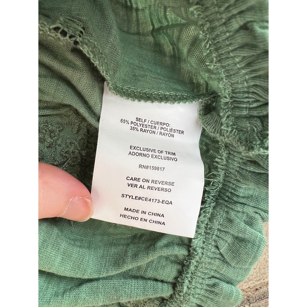 Altar'd State Sage Green Eyelet Embroidered Ruffle Crop Top Size Medium NWT - Picture 3 of 4